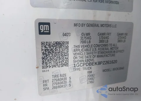 2023 Chevrolet Silverado K1500 Custom из США, поврежденный, VIN 1GCPDBEK8PZ261620